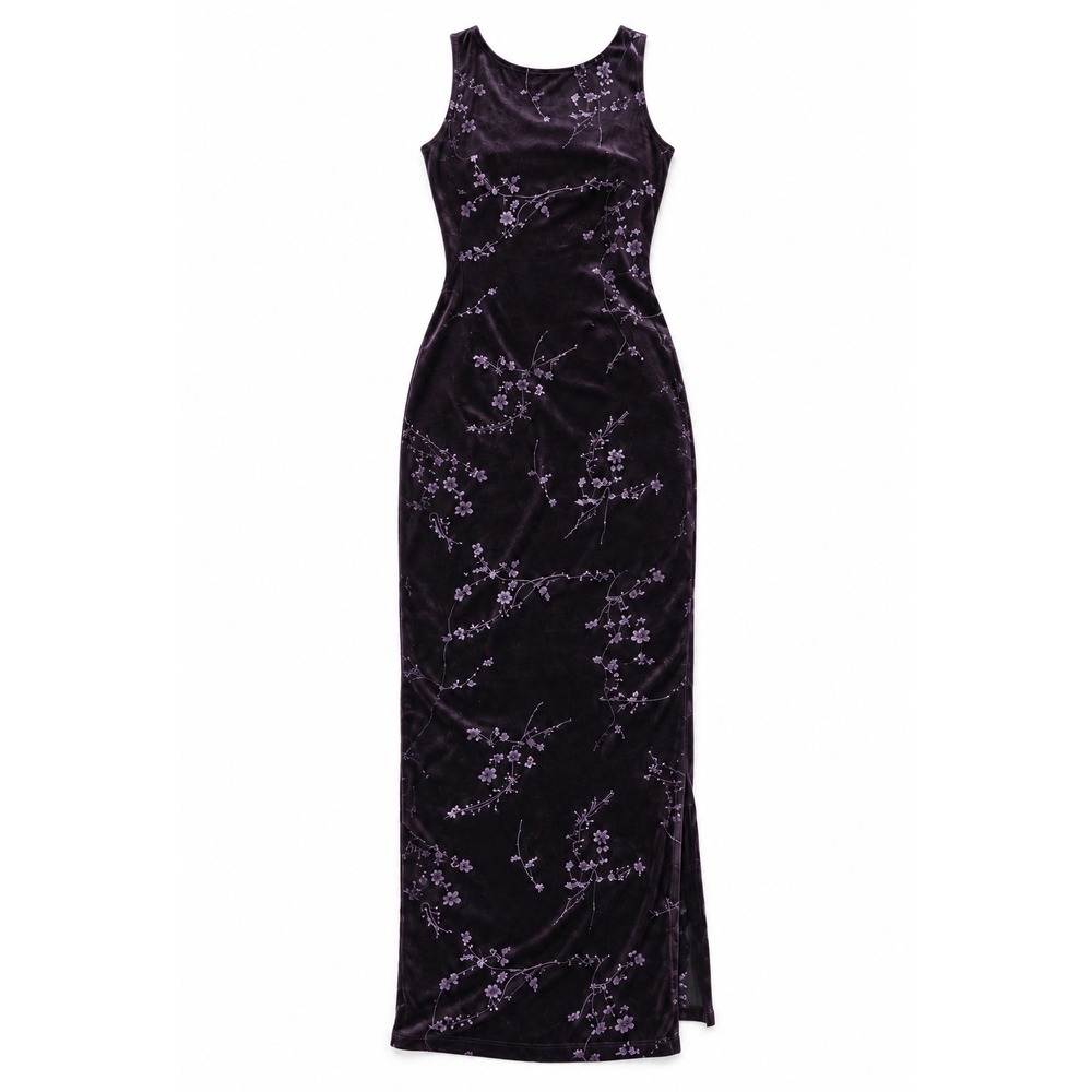 Whimsigoth Glitter Velvet Byer Too Maxi Dress Sleeveless Medium Purple Vintage - Picture 5 of 8